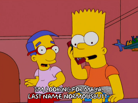 Bart Simpson and Millhouse prank call gif